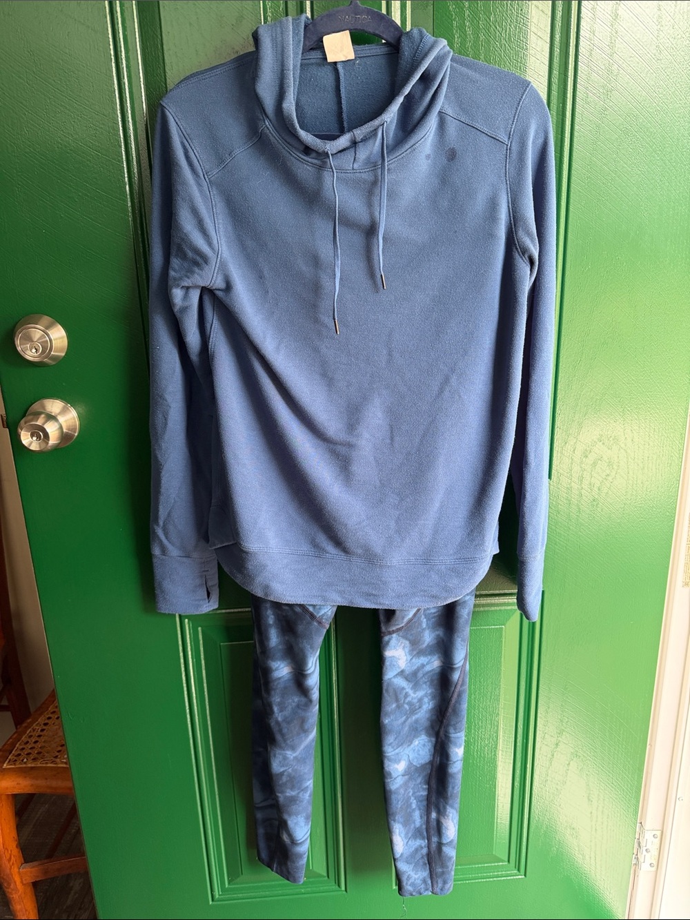 Blue Pullover Hoodie with Tie-Dye Leggings